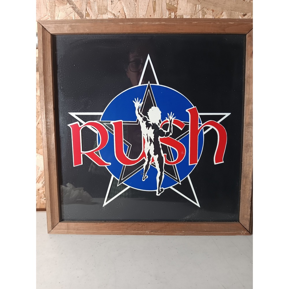 Vtg Rush Starman 2112 Carnival Mirror Framed Rock Band Wall Decor 12.5x12.5